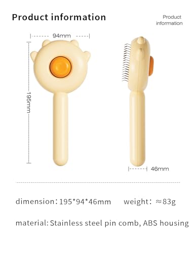 MRSXXNTY Cat & Dog Grooming Brush (Purple) - Stainless Steel Tooth Comb, Rubber Massage Needles, Self-Cleaning, Suitable f...
