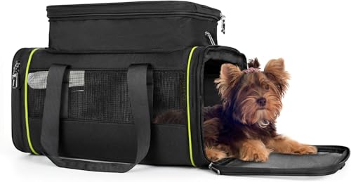 DAROSS Black Expandable Pet Carrier for Cats/Dogs - Airline Approved, 2-Side & Height Extendable Design - Soft Sided Trave...