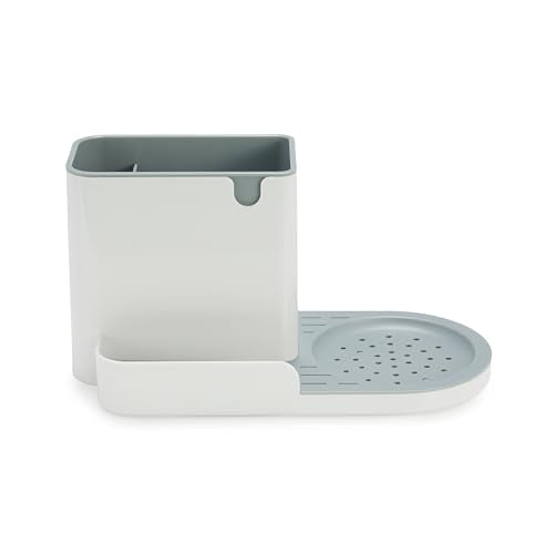 Amazon Basics Kitchen Sink Caddy Organizer for Sponge and Brush Storage, Large, White