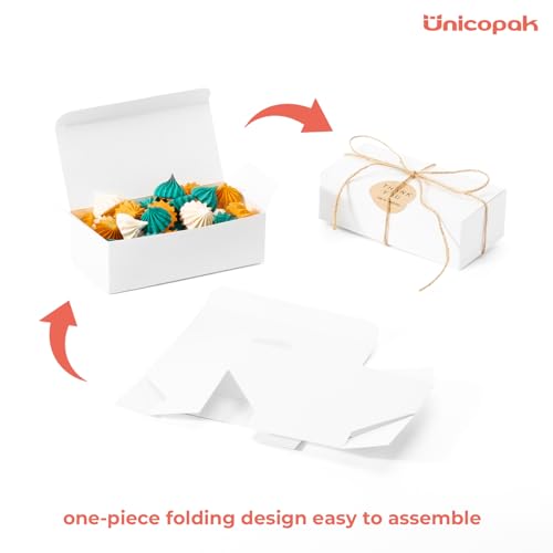 UnicoPak 20 Pack White Small Gift Boxes, 1/2 Lb. Candy Boxes, Food-grade Material, Ideal for Food or Gift Packaging, Gifti...
