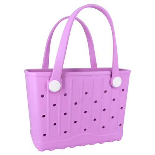 Forrader Rubber Tote Bag Small Beach Bag Waterproof Travel Bags Washable Tote Portable Handbag for Sports Beach Outdoor