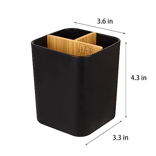 Bamboo Toothbrush Holder for Bathrooms, 3 Slots Toothbrush and Toothpaste Holder Bathroom Counter Organizer for Electric T...