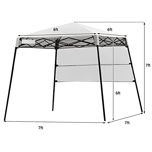Tangkula 7x7 Ft Pop Up Canopy, Slant Leg Outdoor Tent with Carry Bag & 4 Stakes, Compact Portable Canopy Tent for Hiking C...