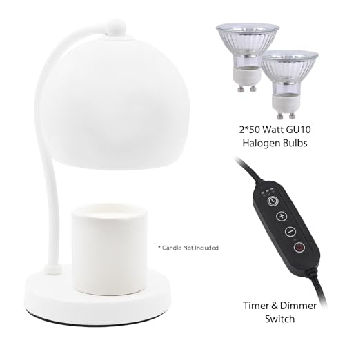 LunaForest Ceramic Candle Warmer Lamp with Timer Dimmer Fit for Candle Jars, Modern Design with 2 Bulbs, House Warming Gif...