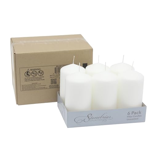 Stonebriar Unscented White Tall Pillar Candles, 65 Hour Burning Candle Pillars, Perfect for Decor, Weddings, Emergencies ...