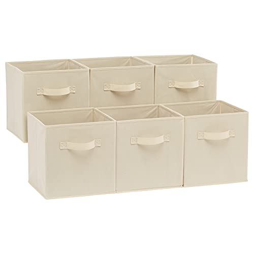 Amazon Basics Collapsible Fabric Storage Cubes Organizer with Handles, Sturdy Storage Bins for Organization, 10.5" x 10.5"...