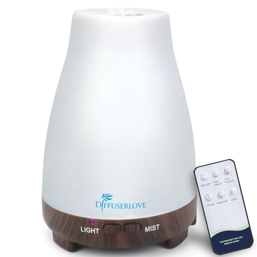 Diffuserlove Essential Oil Diffusers 200ML Remote Control Diffuser Mist Humidifiers BPA-Free Aromatherapy Diffuser (Black ...