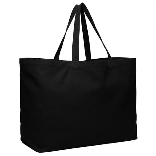 BasicList Extra Large Canvas Tote Bag - Big Reusable Grocery Shopping Heavy Duty Foldable