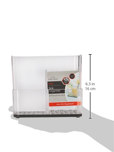 Spectrum Sponge and Brush Holder for Kitchen Sink Storage, Hexa Quick-Dry Organizer with 3 Compartments, Removable Base Si...