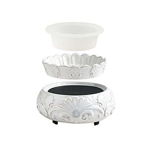 ASAWASA Ceramic Candle Wax Warmer with 1 pc Silicone Dish, 3-in-1 Wax Melter Burner for Kitchen Home Spa Yoga Gift (White)