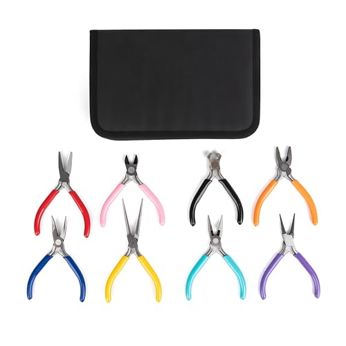 8 PCS Jewelry Pliers Set,Mini 4.5’’ Jewelry Making Tools with Storage Pouch, Stainless Steel Precision Pliers for Bracelet...