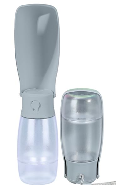Fortuniphant 2-in-1 Foldable Pet Travel Water Bottle, Feeding Vessels for Pets, 11.8oz Water & 7oz Food Container for Dogs...