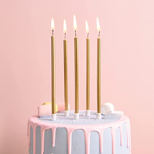 PHD CAKE Gold Long Thin Metallic Birthday Candles, Cake Candles, Birthday Parties, Wedding Decorations, Party Candles, Cak...