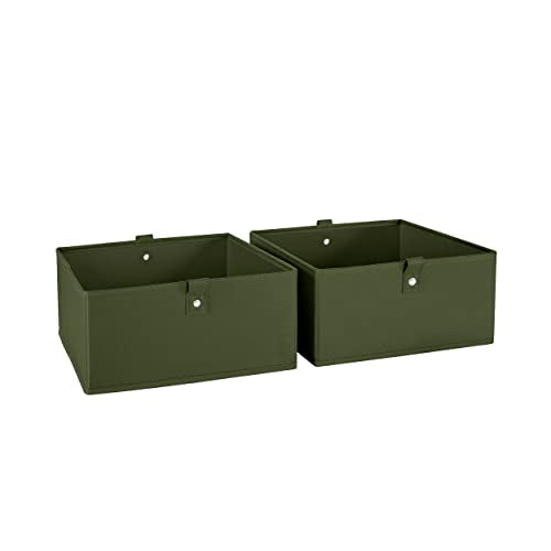 RiverRidge Kids 2pc Folding Storage Bins Set - 10.5” Bin Organizer with Handles - Olive Closet Organizer and Storage for T...