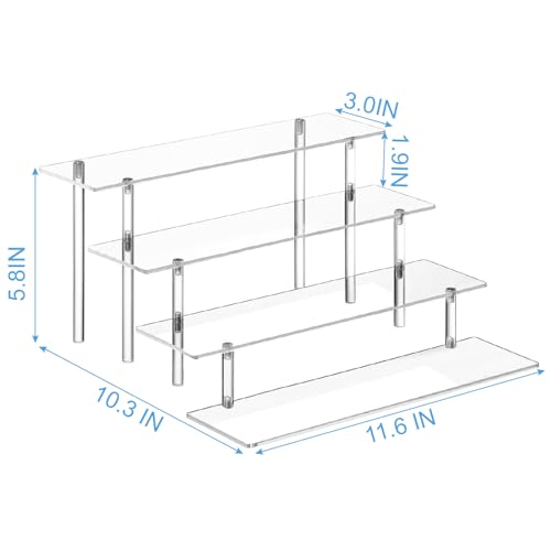 HENABLE 4 Tier Acrylic Perfume Organizer Stand, Clear Display Risers for Perfume, Cologne, Cosmetic, Skincare, Funko POP, ...