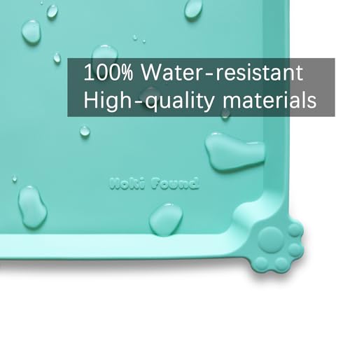 Hoki Found Silicone Pet Food Mats - Non Slip Cat & Dog Bowl Placemats - Waterproof Pet Feeding Mats - Cool Mint