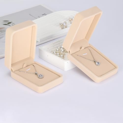 KUKUVR 6 Pieces Classic Velvet Necklace Pendant Box for Jewelry Gift, Small Jewellry Storage Display Case for Wedding Enga...