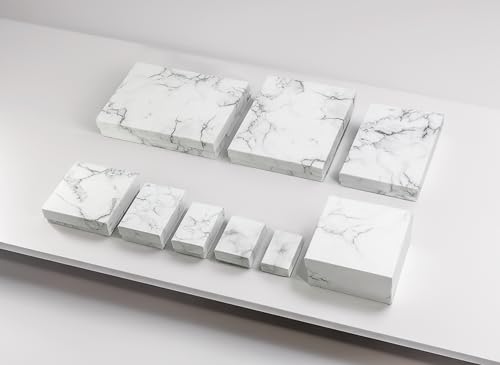 TheDisplayGuys - 100-Pack #33 Cotton Filled Cardboard Paper Jewelry Boxes Gift Case - Marble White (3.5" x 3.5" x 1.0") - ...