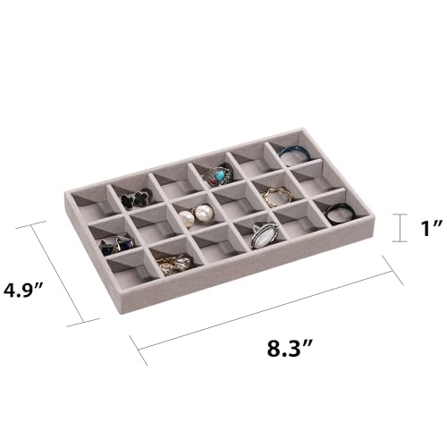 Frebeauty Jewelry Organizer Tray,Stackable Velvet Jewelry Trays,Drawer Inserts Earring Organizer For Women Jewelry Storage...