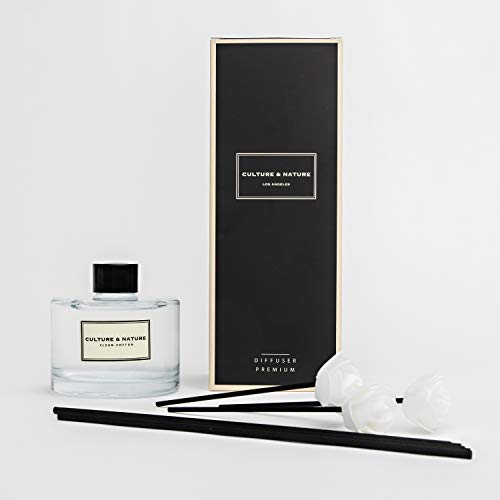 CULTURE & NATURE Reed Diffuser Set 6.7oz (200ml) Clean Cotton Scented Diffuser with Sticks Home Fragrance Reed Diffuser fo...