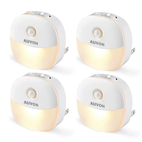 AUVON Plug in Night Light with Motion Sensor and Dusk to Dawn Sensor, Mini Warm White LED Nightlight with 1-50 lm Adjustab...