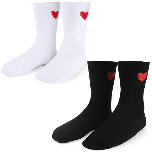 EcoUtens 2nd Anniversary Cotton Gift Set – 2 Pairs of Romantic Cotton Couple Socks with 2 Years Anniversary Card & Gift Bo...