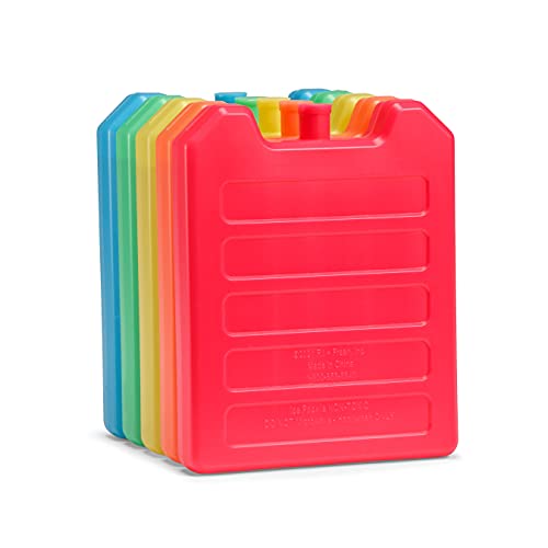 Cool Coolers by Fit + Fresh, 5 Pack Days of the Week Ice Blocks, Compact Reusable Ice Packs for Lunch Boxes & Coolers, Mul...