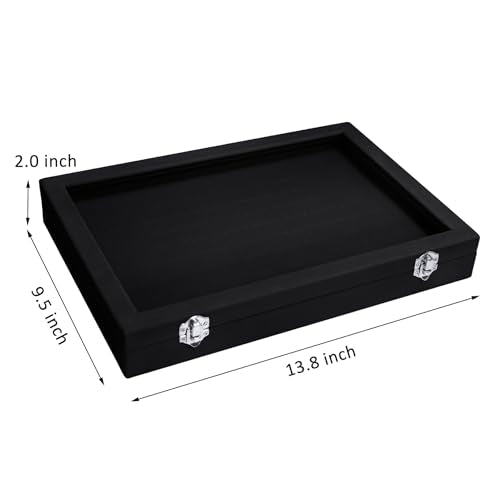 Vicoter Rings Organizer Tray 100 Slot Velvet Ring Earring Storage Box TranSparent Cover Jewelry Store Ring Display Box Jew...