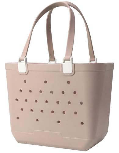 Eamoment Beach Bag - Large Sandproof Rubber Tote with Waterproof Pocket for Travel & Pool – 18.5" L x 9.45" W x 13.39" H