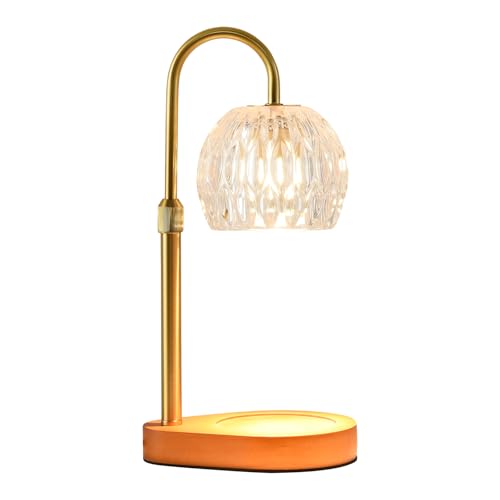 WEILASA Candle Warmer Lamp Crystal Glass Shade, Electric Candle Melter with Adjustable Wooden Bottom seat for Home Warm Ho...