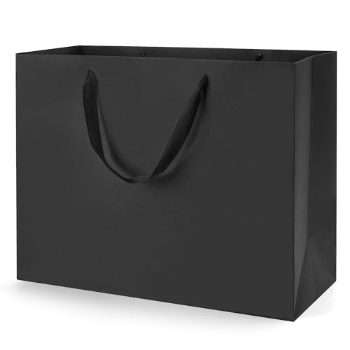 MOXARYSU Extra Large Black Gift Bags: 16x6x12 Inch 3pcs Black Paper Bags With Handles Bulk For Party Shopping Birthday Wed...