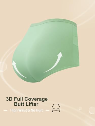 QUASTI Women's High Waisted Underwear Slightly Tummy Control Cotton Panties Full Coverage Postpartum Briefs 4 Pack