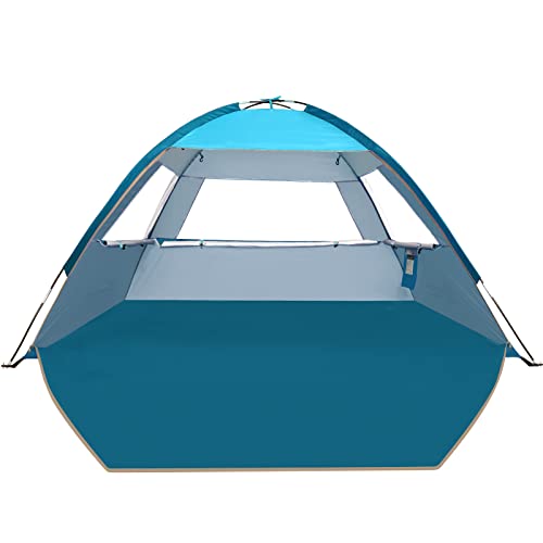 COMMOUDS Beach Tent Sun Shade for 3/4/6/8 Person, UPF 50+ Beach Sun Shelter Canopy Tent, Lightweight, Easy Set Up and Carry