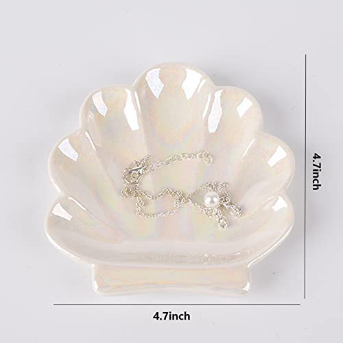 TIGERMILLION Shell Trinket Dish, Ceramic Ring Holder/Jewelry Tray, Cute Organizer Plate Vanity Decorations Accessories for...