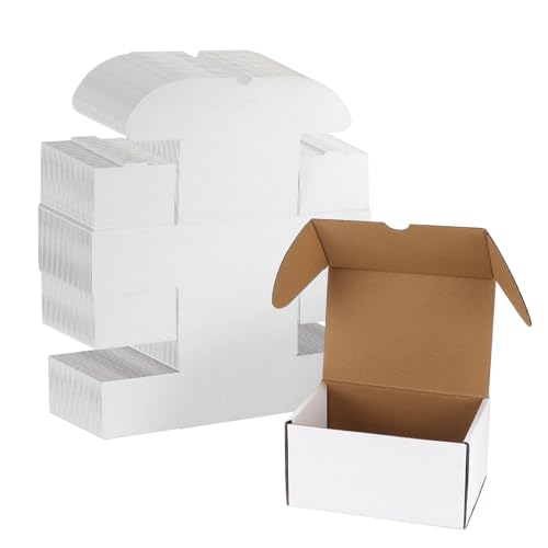 WIFTREY 40 Pack 6x4x3 Small Shipping Boxes for Packing Small Business, White Corrugated Cardboard mailing Box for Shipping