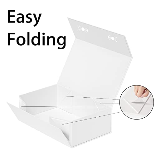 RYDDOY White Gift Box, 9.5x6x3'' Gift boxes for Presents with Lids Magnetic Closure Rectangle Collapsible for Bridesmaid P...