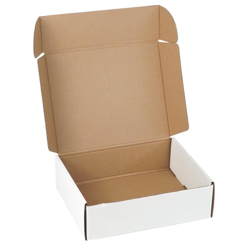 10"x8"x3" Shipping Boxes Set of 5, White Corrugated Cardboard Box Literature Mailer
