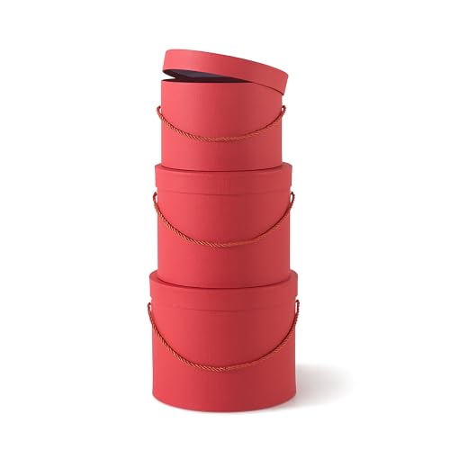 Soul & Lane Round Flower Boxes with Lids: Set of 3 Large Gift Boxes for Flowers and Bouquets, Cardboard Cylinder Gift Box ...