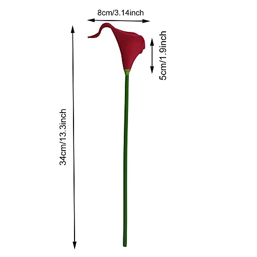 Wuudi 20pcs Calla Lily Bridal Wedding Bouquet Head Latex Real Touch Flower Bouquets(Red)