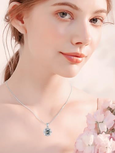 Dorunmo Mother's Day Gifts Personalized Photo Projection Necklace Sterling Silver Heart/Celtic Knot/Infinity/Butterfly/Dra...