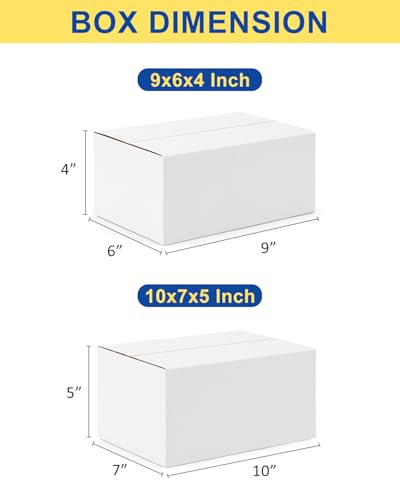 Poever Assorted-Sizes-Shipping-Boxes-40-Pack: 9x6x4 & 10x7x5 Small-Shipping-Boxes-Mailers, White Corrugated-Cardboard-Boxe...