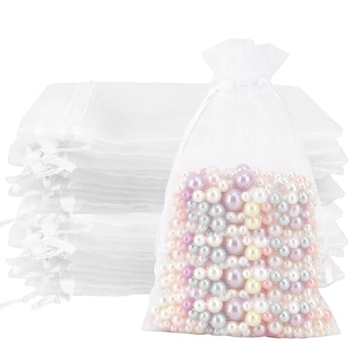 Organza Bags 4x6,50 Pcs Sheer Mesh Bags Drawstring,Small Mesh Gift Bags,Drawstring Gift Bags,Wedding Favor Bags,Candy Bags...