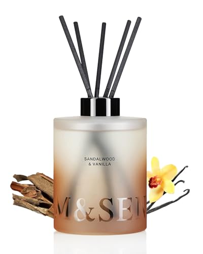 M&SENSE Sandalwood & Vanilla Reed Diffuser Set - 16.9 fl oz Long-Lasting Scent, Non-Toxic Essential Oil Diffuser for Home,...