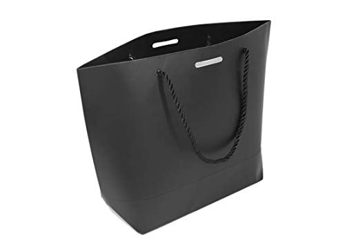 HUAPRINT Gift Bags with Handles,7.48×3.54×7.9 inches,Party Favor Bags with Bow Ribbon,12Pcs Black Paper Bags for Birthday ...