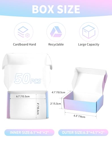 Shipping Boxes 50-Pack Cardboard Boxes: Purple Packaging Boxes - 6x4x2 Mailer Boxes - Small Business Mailing Packing Box