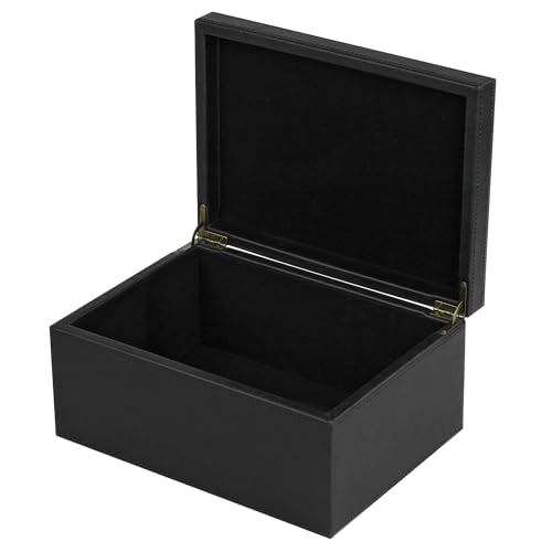 HofferRuffer Faux Leather Decorative Box, Large Wooden Structure Keepsake Box Accessory Organizer Jewelry Organizer with H...