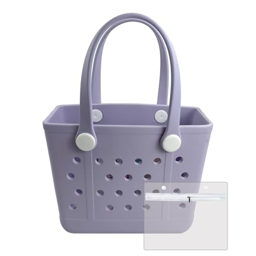 Juyeesm Small Rubber Beach Bags for Kids, Waterproof Sandproof Rubber Tote Bags Pool Bag for Travel, Boat, Sport