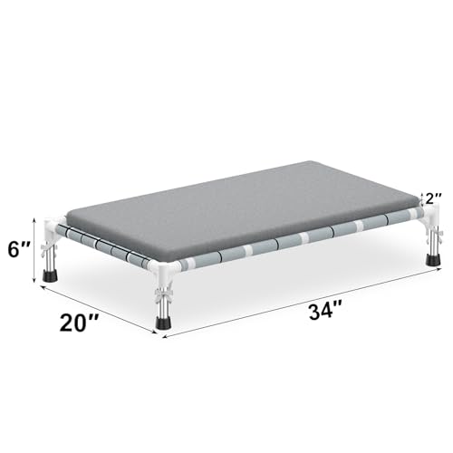 Elevated Raised Outdoor Dog Bed - Cooling Lifted Outside Dogs Bed with Cushion Mat Dog Hammock Bed with Stainless Steel Fr...