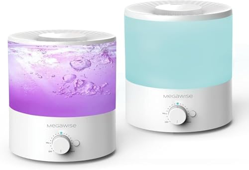 MegaWise Cool Mist Humidifiers for Babies, Bedroom, Nursery, Home and Office | Super Quiet Ultrasonic Vaporizer, Large To...