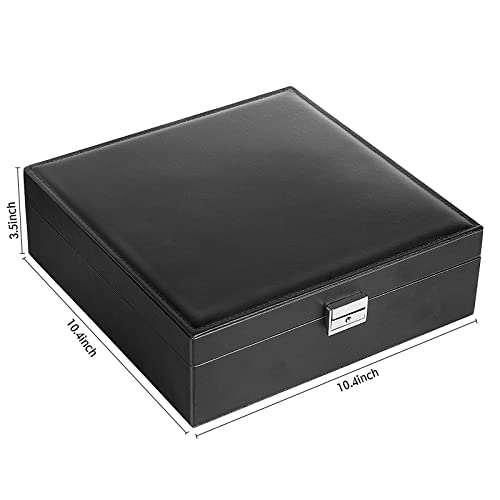 Jewelry Box, Jewelry Boxes for Women & Men with PU Leather, 2 Layer Large Jewelry Organizer Storage Case with Lock, for Ne...